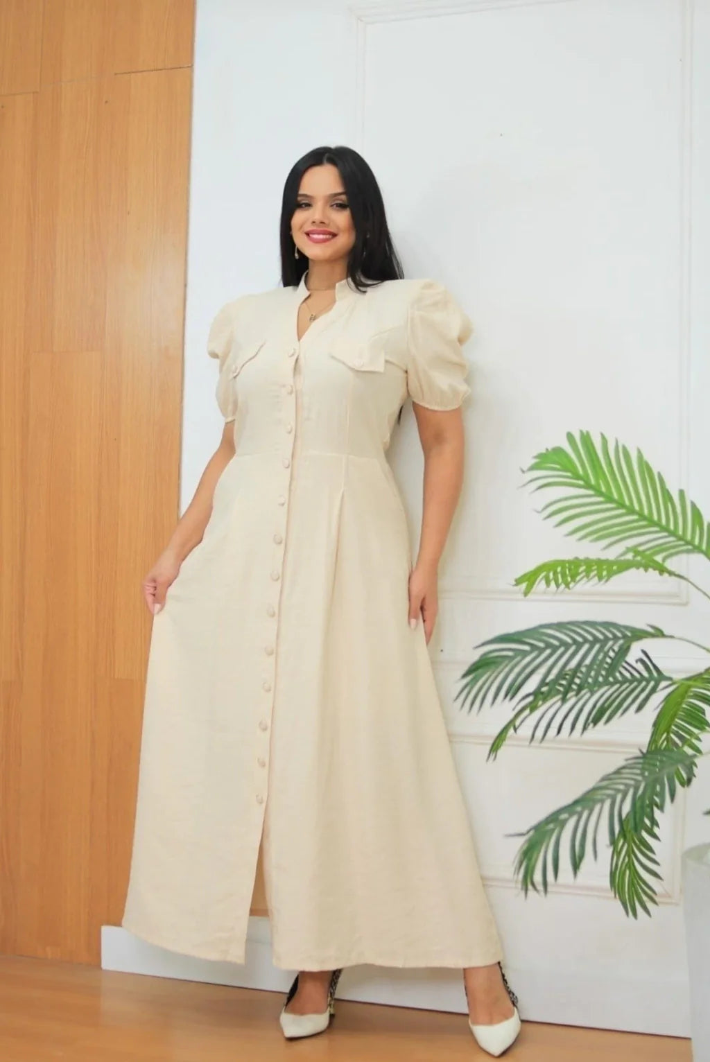 Vestido Longo Alfaiataria - Costas