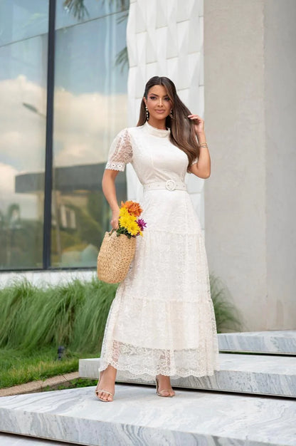 Vestido Sarah Tule Bordado Max Midi