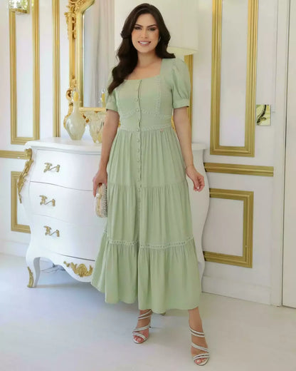 Vestido Zoe Max Midi com Guipir