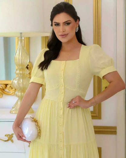 Vestido Zoe Max Midi com Guipir