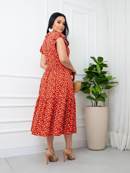 Vestido Midi em Viscolinho Floral 🌸