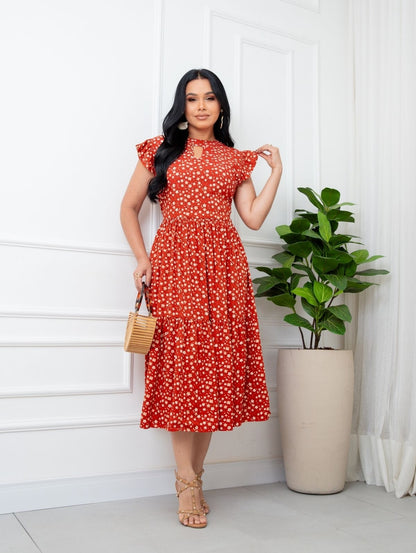 Vestido Midi em Viscolinho Floral 🌸