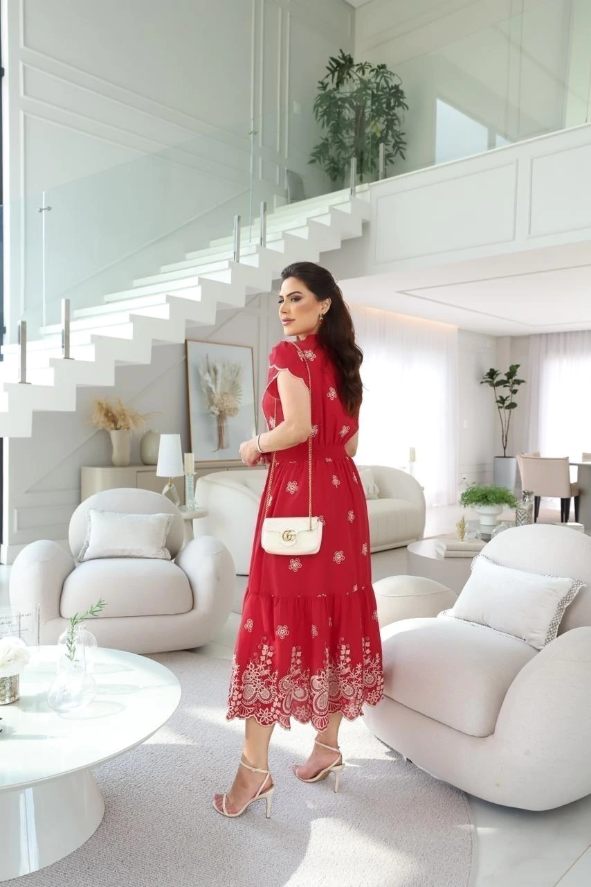 Vestido Alessandra Vermelho - Costas