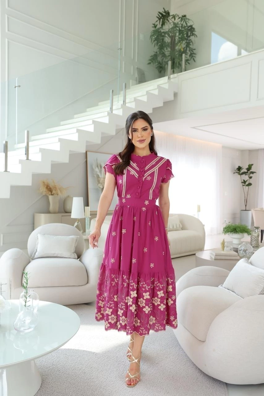 Vestido Alessandra Fúcsia - Frente