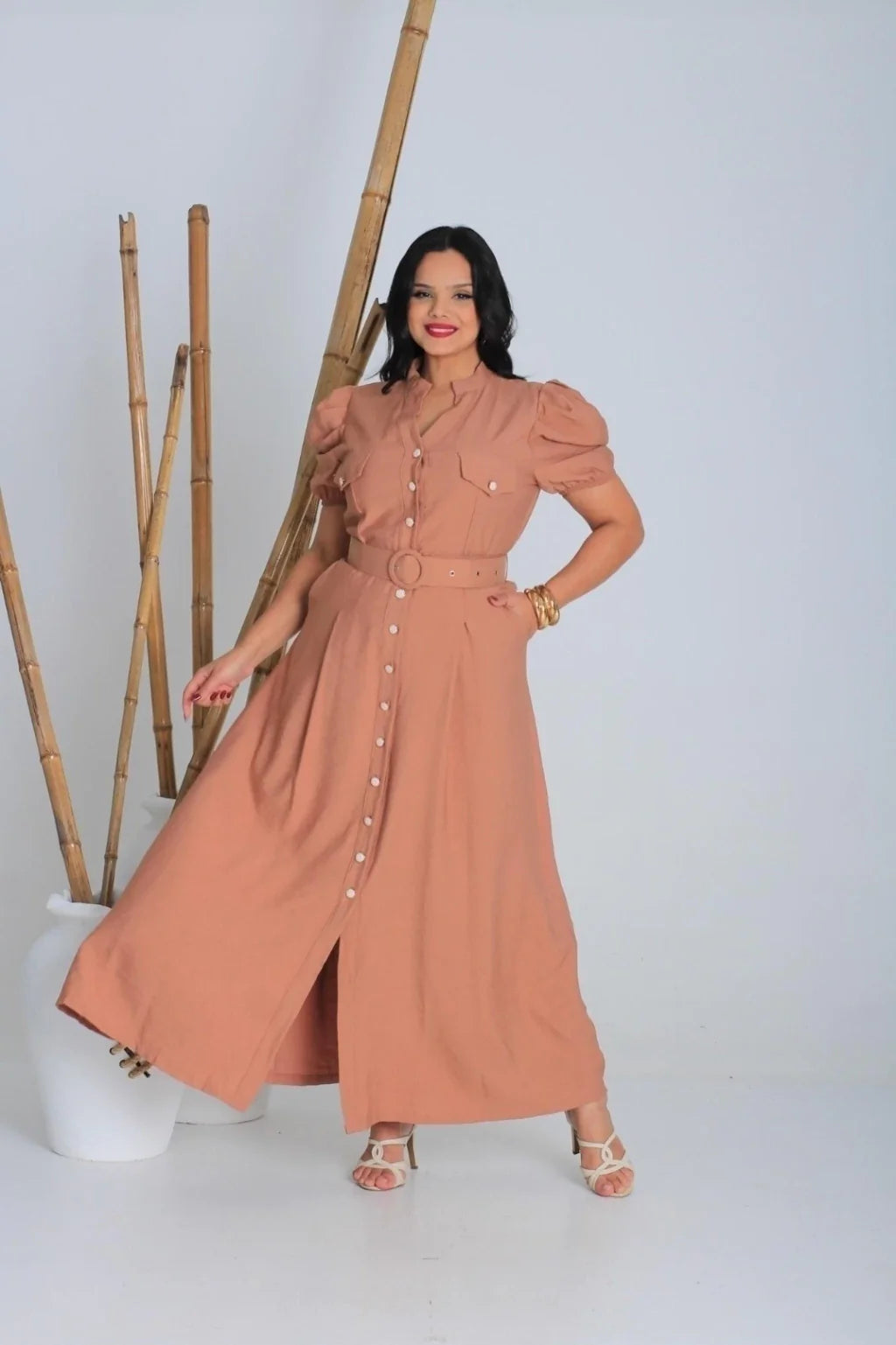 Vestido Longo Alfaiataria - Vista lateral